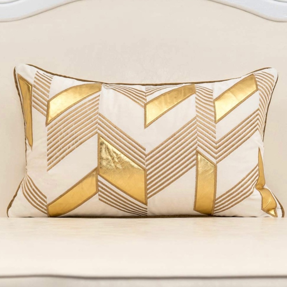 Luxe Home | Soft Velvet Gold Chevron Pillow Cover